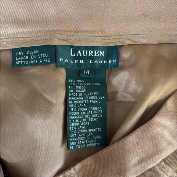 Ralph Lauren Tan Wool Blend Wide Leg Women's Pants Size 14 - Picture 2 of 8
